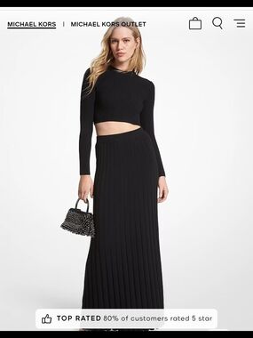 Michael Kors Black Pleated Maxi Skirt,Brand New, Size M